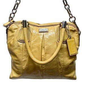 Coach Kristin Satchel Bag 16016 Yellow Patent Leather Convertible Shoulderbag